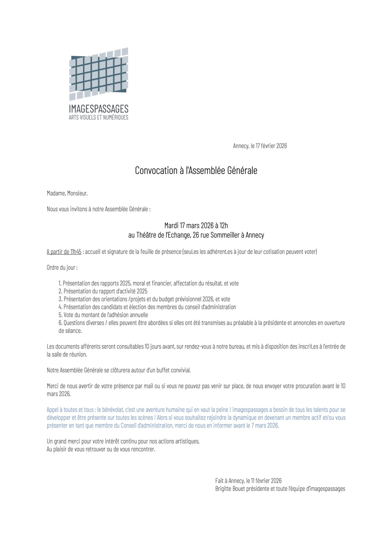 AG 17 mars 2026 convocation